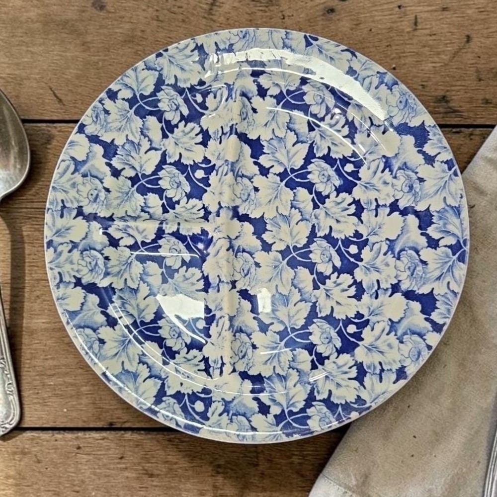 Mayer China Arbor Divided Dinner Plate, Blue & White Chintz Design, Replacement